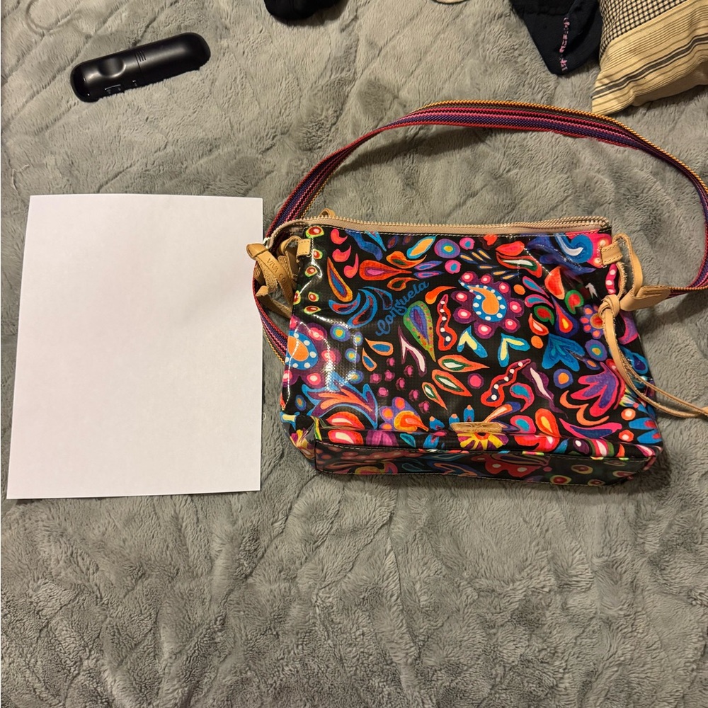 Consuela Red and Pink Crossbody Bag with Artistic Design